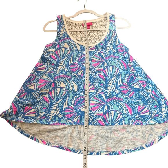 Lilly Pulitzer for Target Women's My Fans Crochet High Low Tank Top Blue Small - Picture 6 of 7